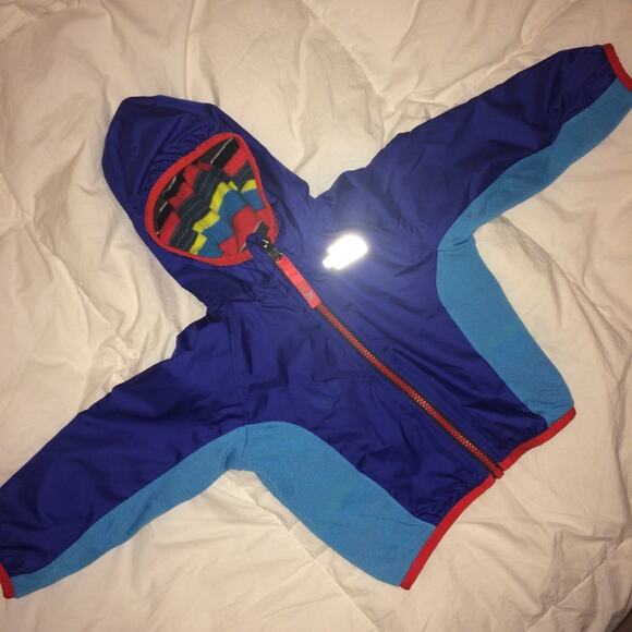 The North Face Baby Jacket Reversible Fleece Multicolor Hooded Size 6-12 - Picture 1 of 8